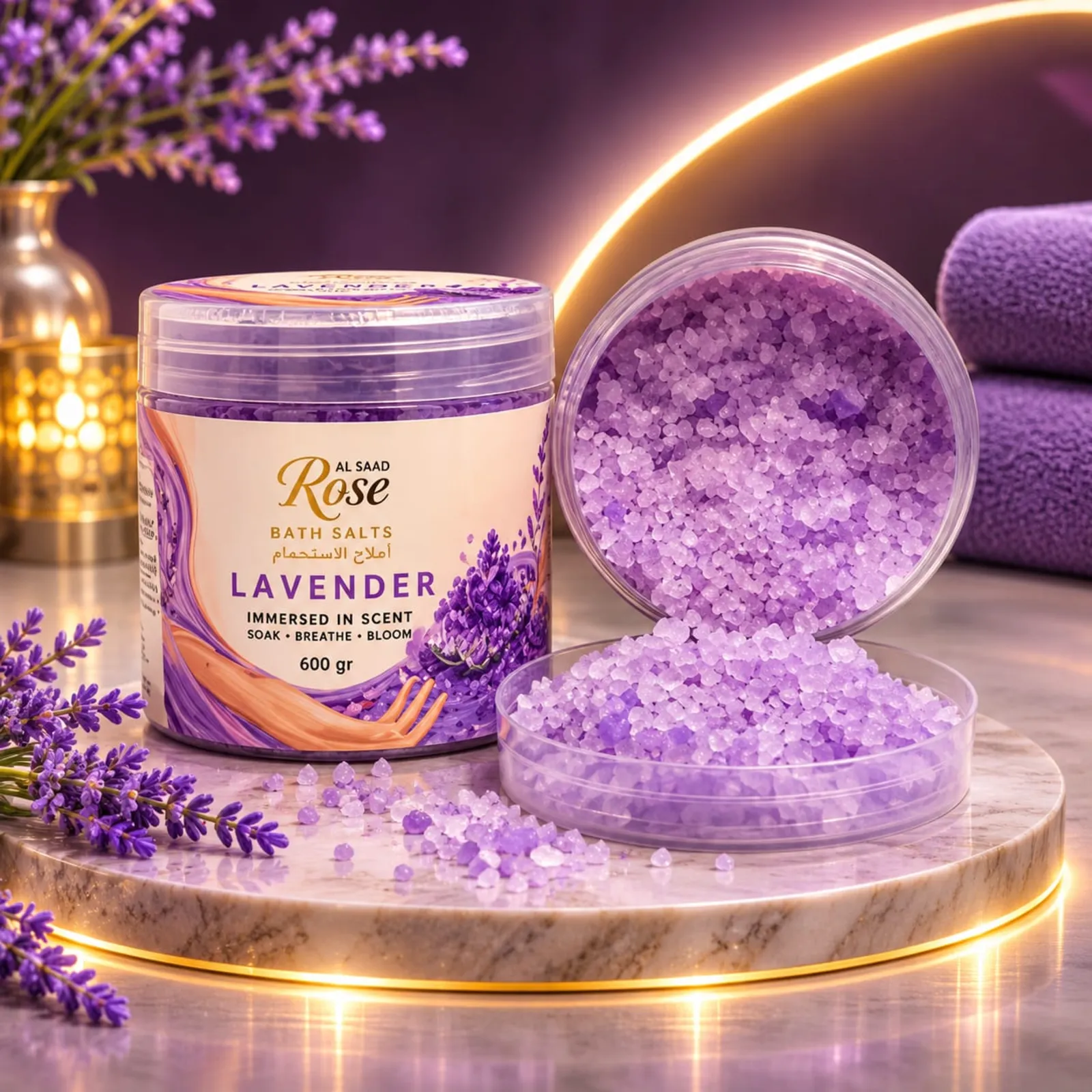 Al Saad Rose Bath Salts – Lavender Fragrance – 600g