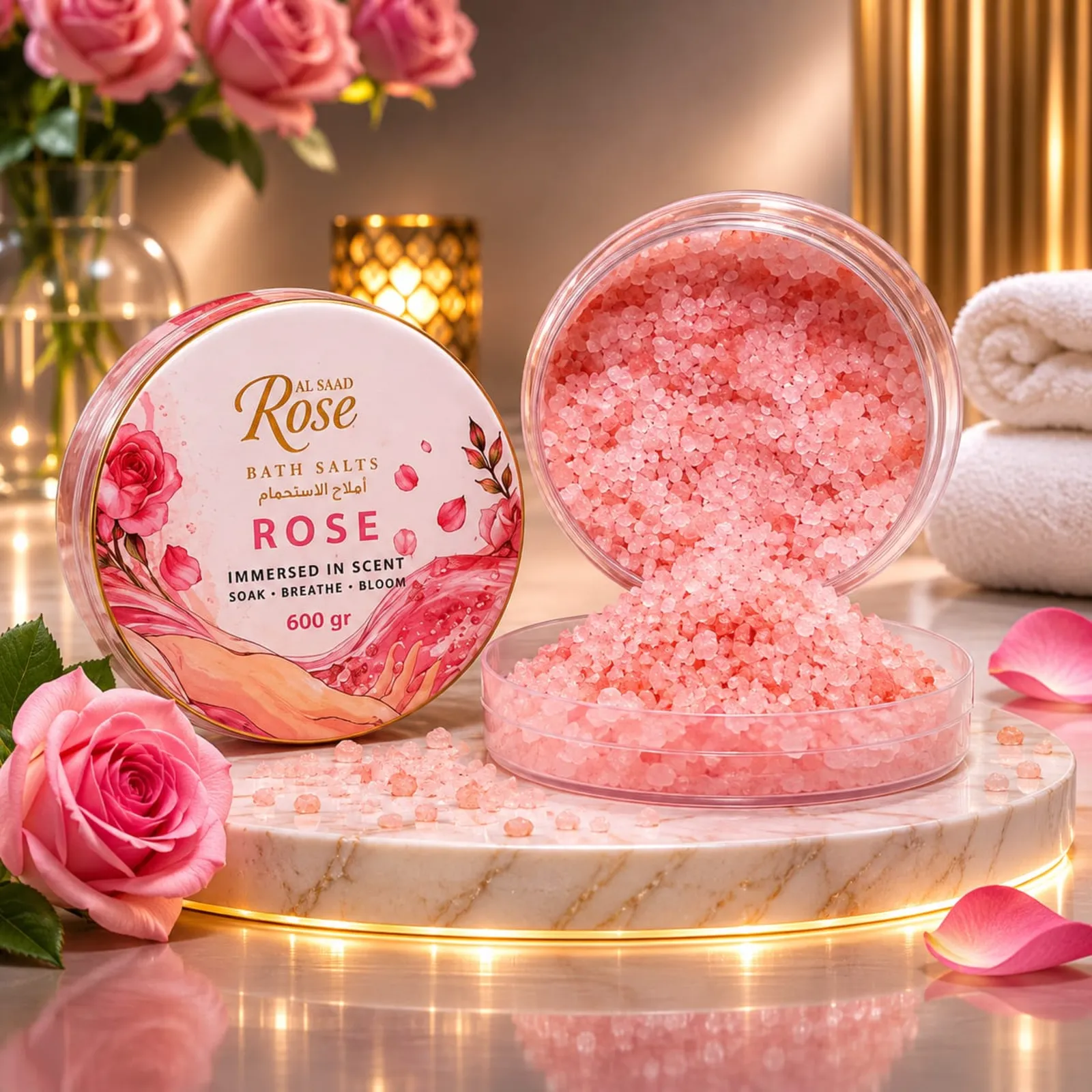 Al Saad Rose Bath Salts – Rose Fragrance – 600g - Image 2