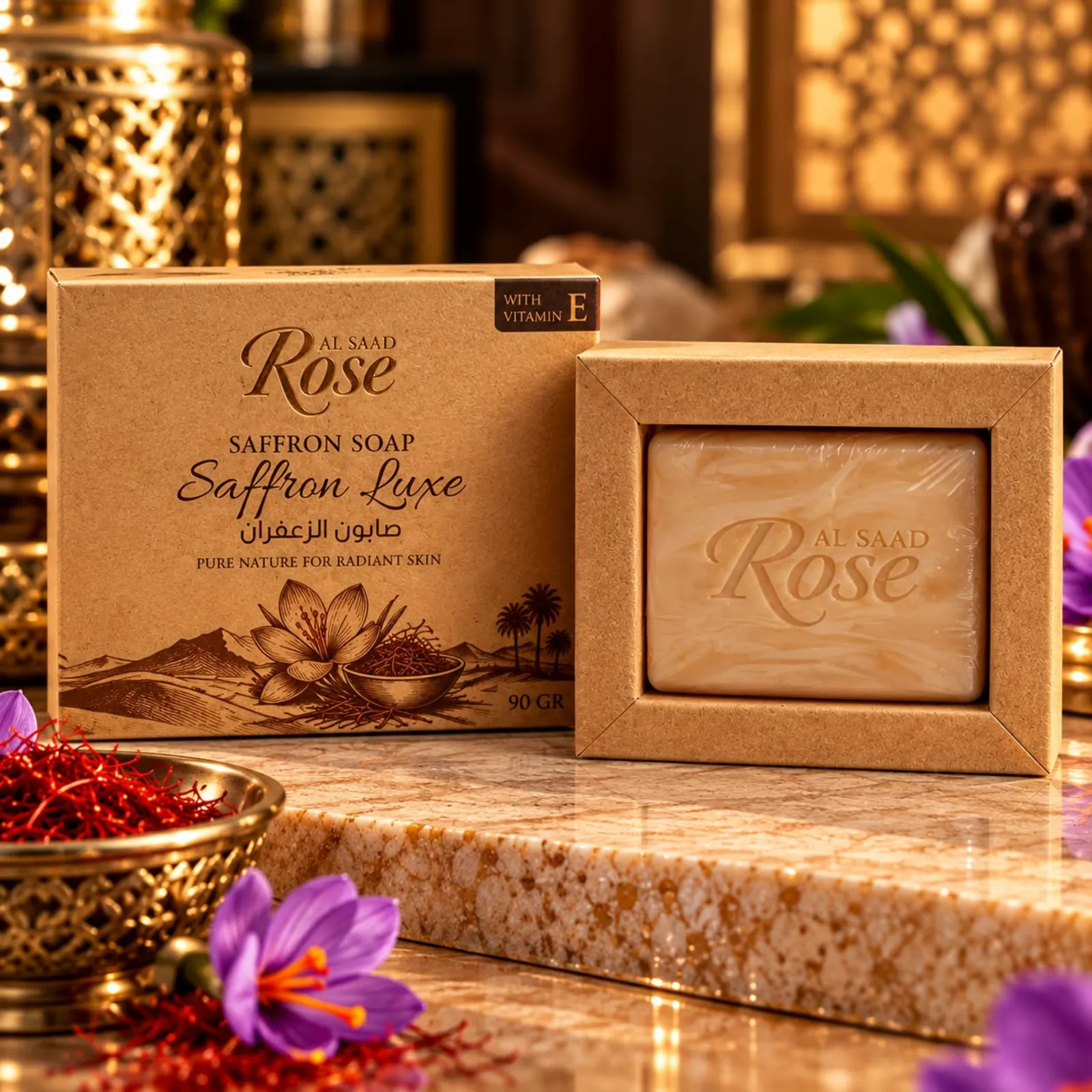Al Saad Rose Saffron Luxe Soap with Vitamin E – 90g