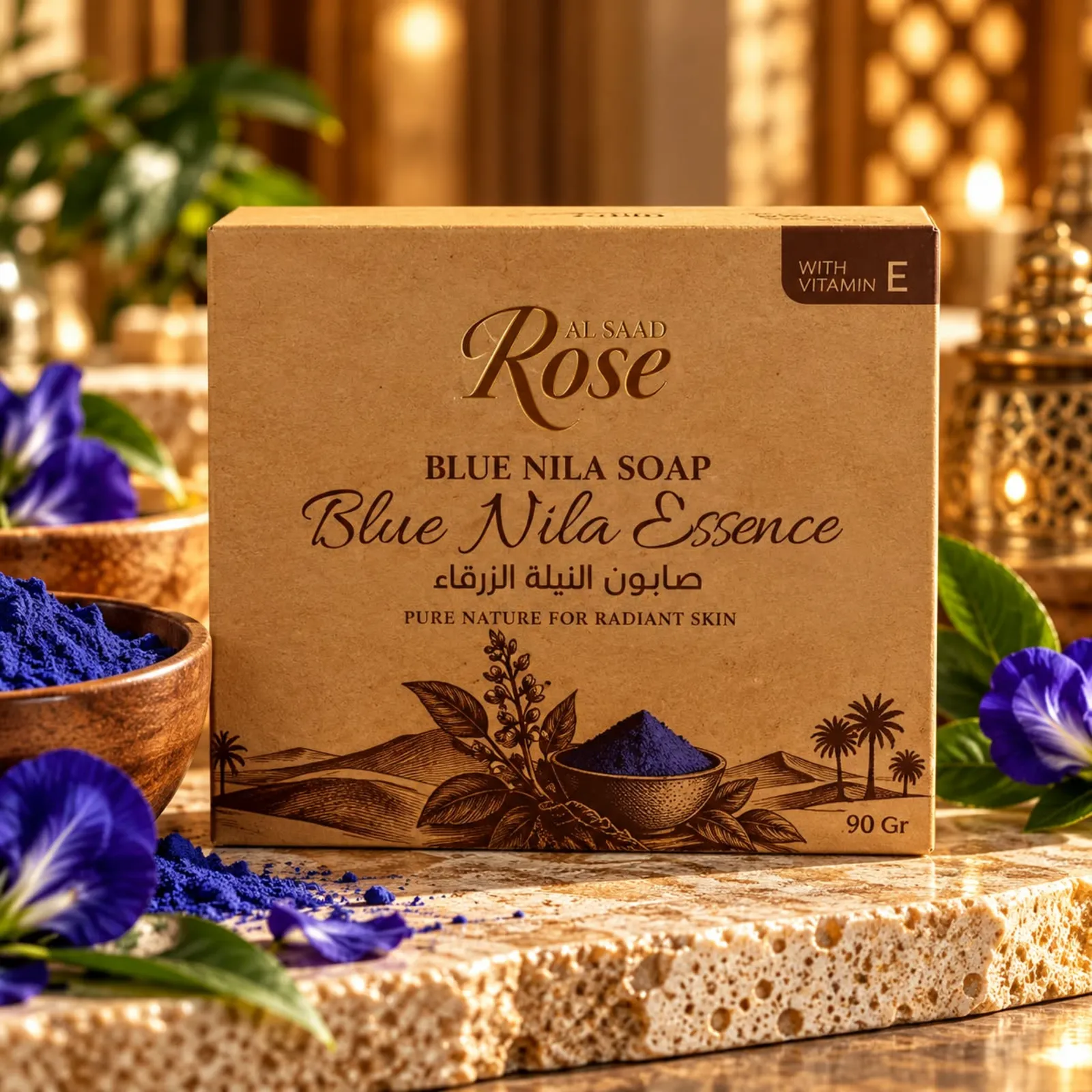 Al Saad Rose Blue Nila Essence Soap – Moroccan Blue Nila Soap 90g - Image 2