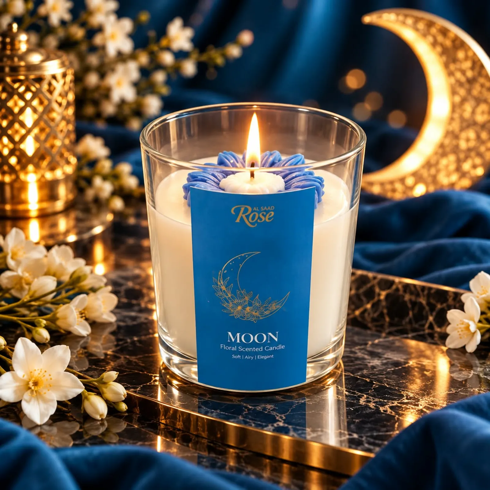 Al Saad Rose Moon Scented Candle – Luxury Fragrance Candle 216g - Image 2